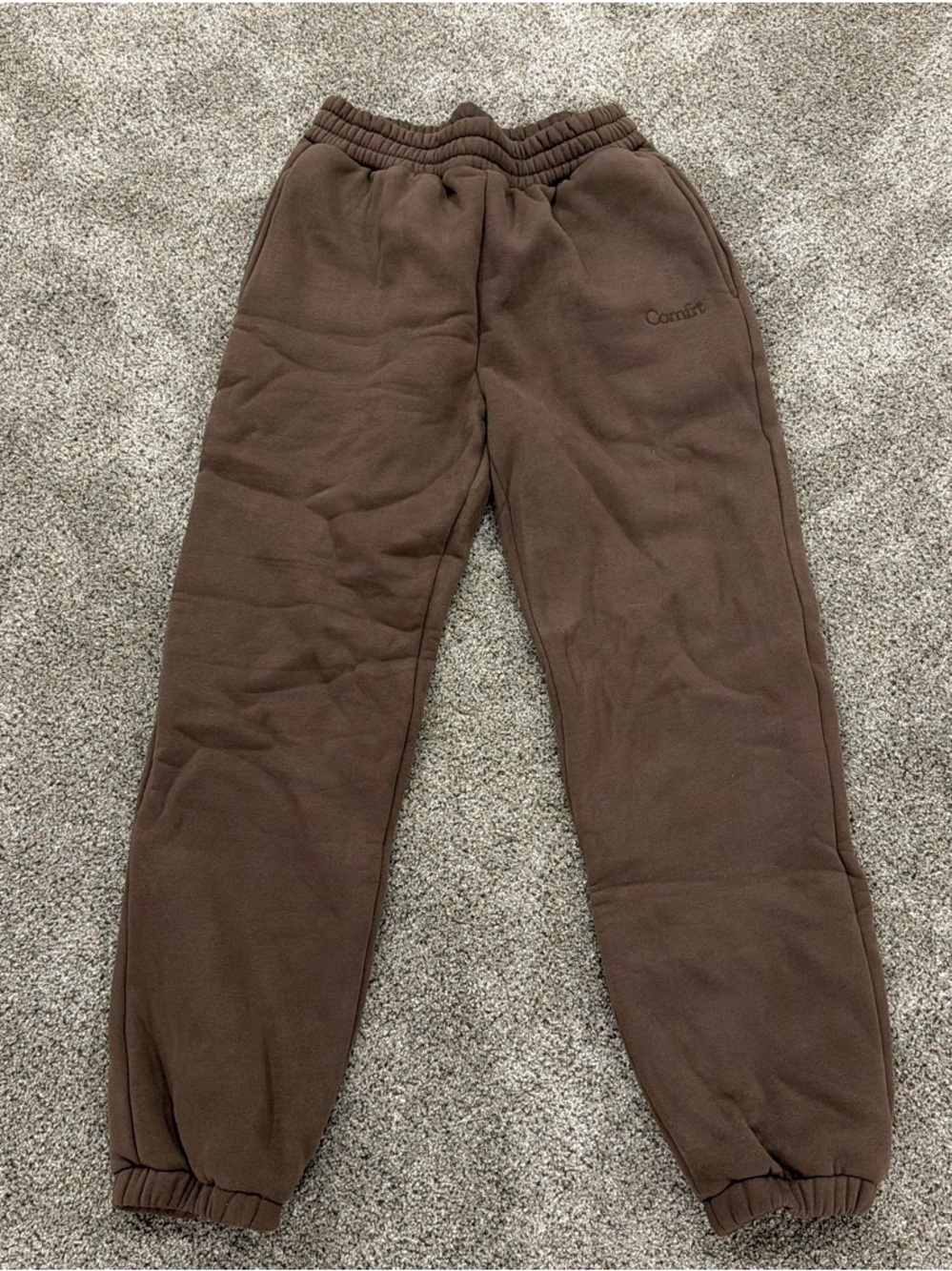 Relaxed Brown Fleece Joggers with Elastic Waist